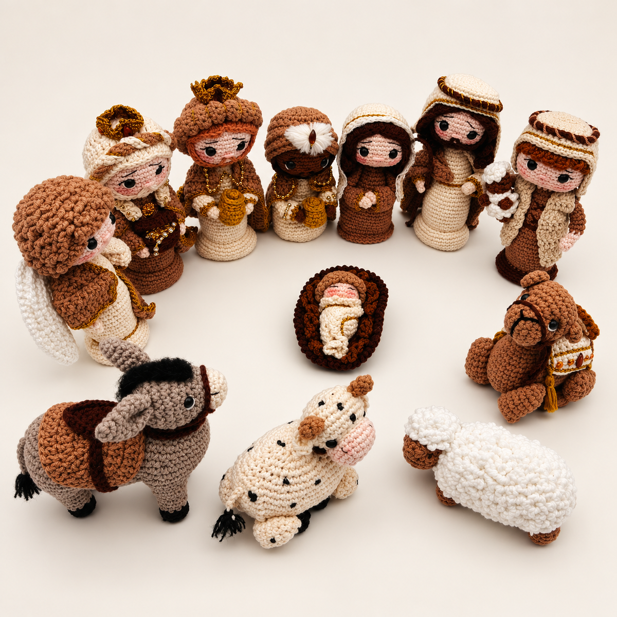 Bethlehem Grace – 12-Piece Handmade Crochet Nativity Set