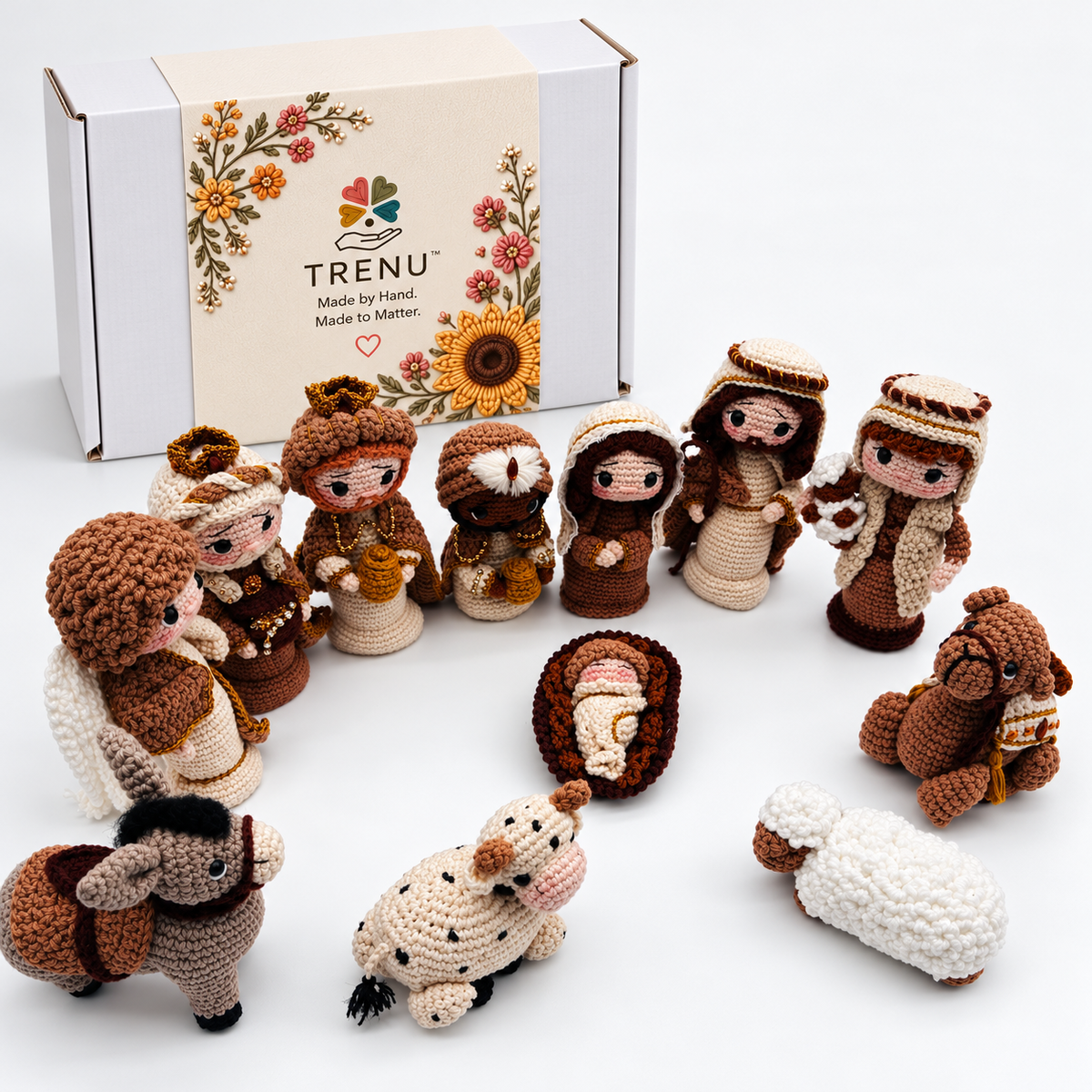 Bethlehem Grace – 12-Piece Handmade Crochet Nativity Set