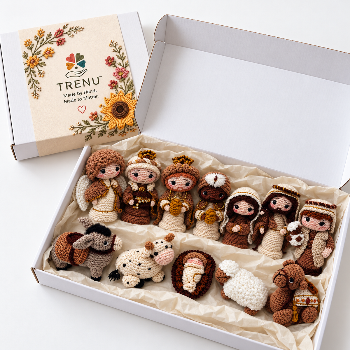 Bethlehem Grace – 12-Piece Handmade Crochet Nativity Set